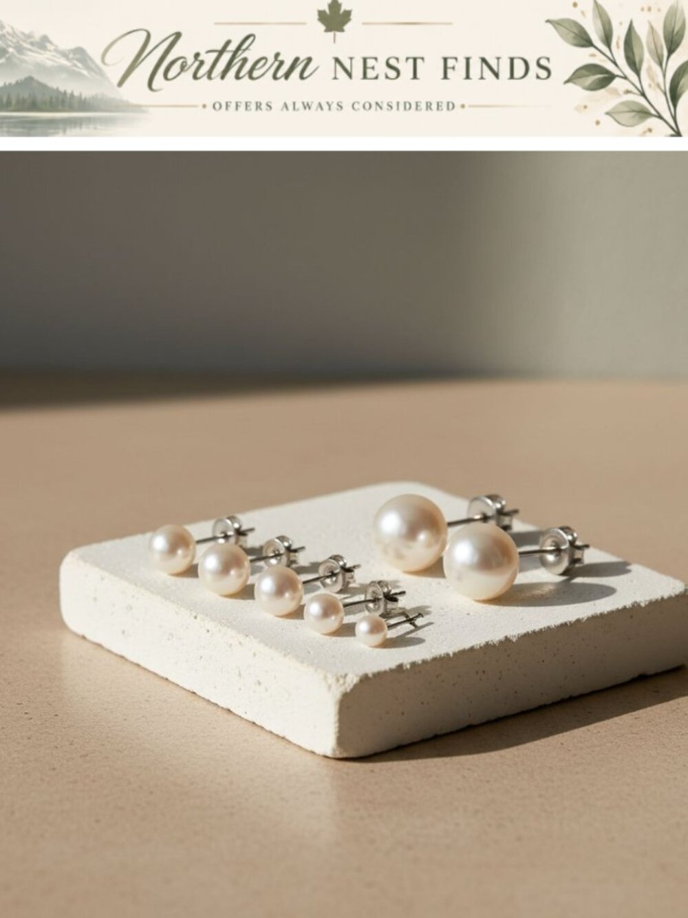 Faux Pearl Stud Earrings Set 5 Pairs Stainless Steel Hypoallergenic